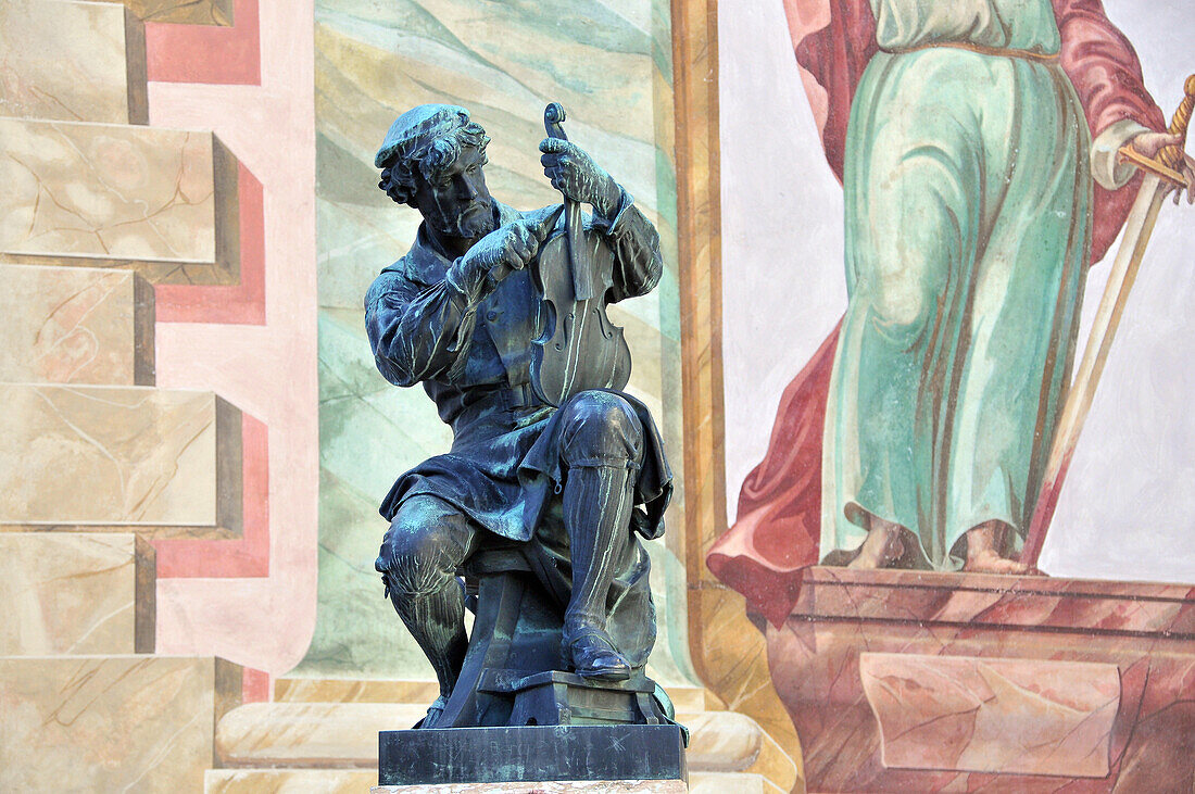 Matthias Klotz memorial statue, Violin maker, Mittenwald, Bavaria, Germany