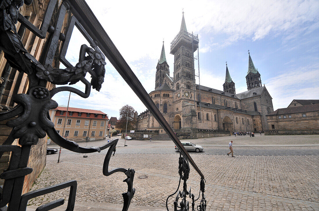 Cathedral square, Bamberg cathedral, Bamberg, Upper Franconia, Bavaria, Germany