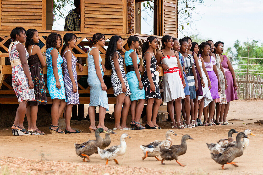 Mädchengruppe, Sängerinnen, Morondava, West-Madagaskar, Afrika