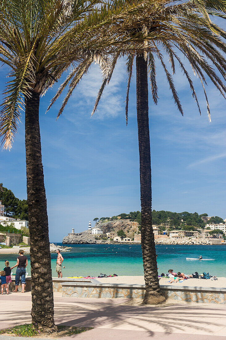 Strand, Port de Soller, Soller, Mallorca, Spanien