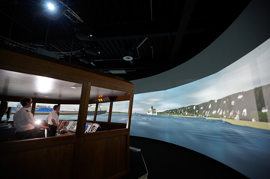 Captains at the MTC shiphandling simulator, Marine Training Center, Hamburg, Germany