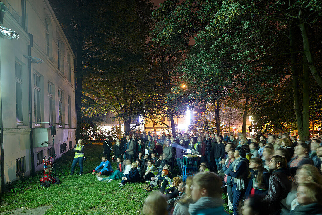 Movie art project 'A wall is a screen', film screening/projections in public spaces, Reeperbahn, Hamburg, Germany
