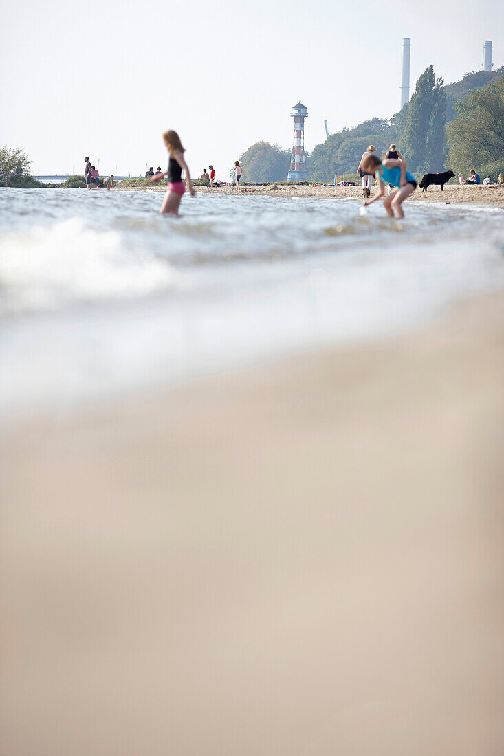 Banks of Falkenstein, Elbe beach and Wittenberg lighthouse, Hamburg, Germany