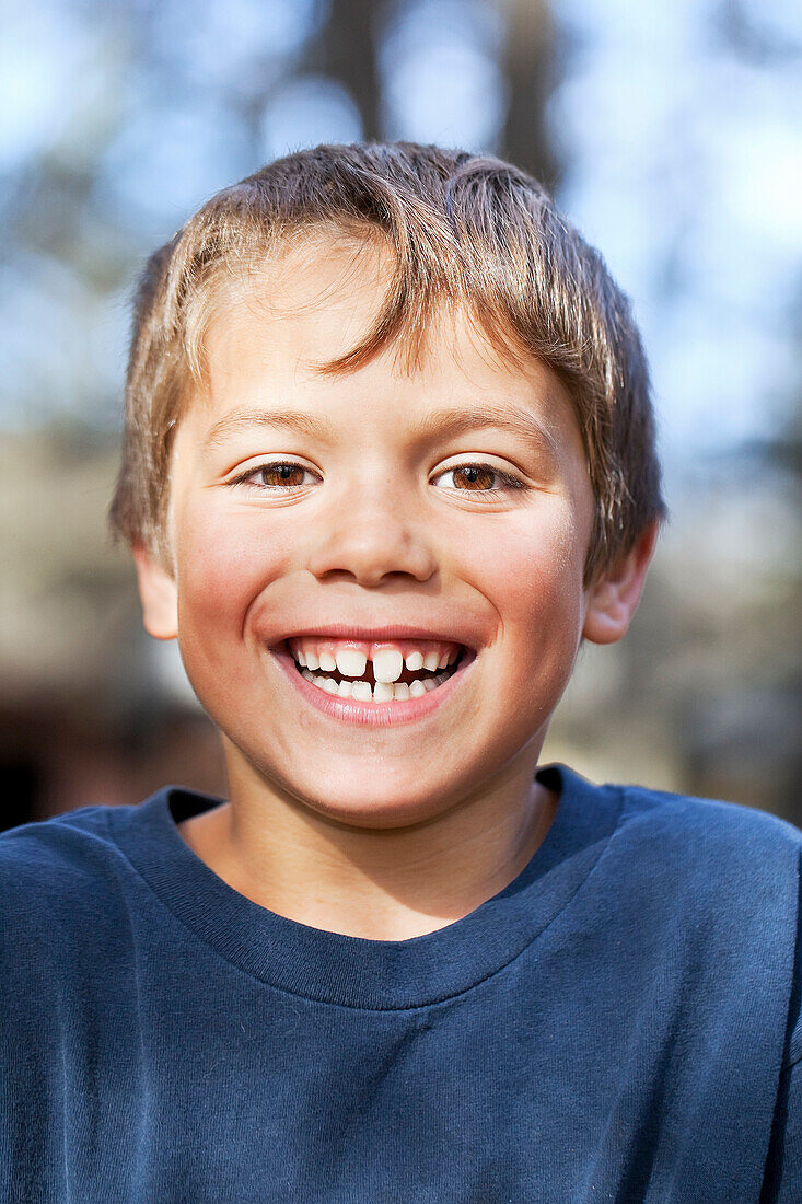 Portrait of a smiling young boy, Gimli, Manitoba, Canada