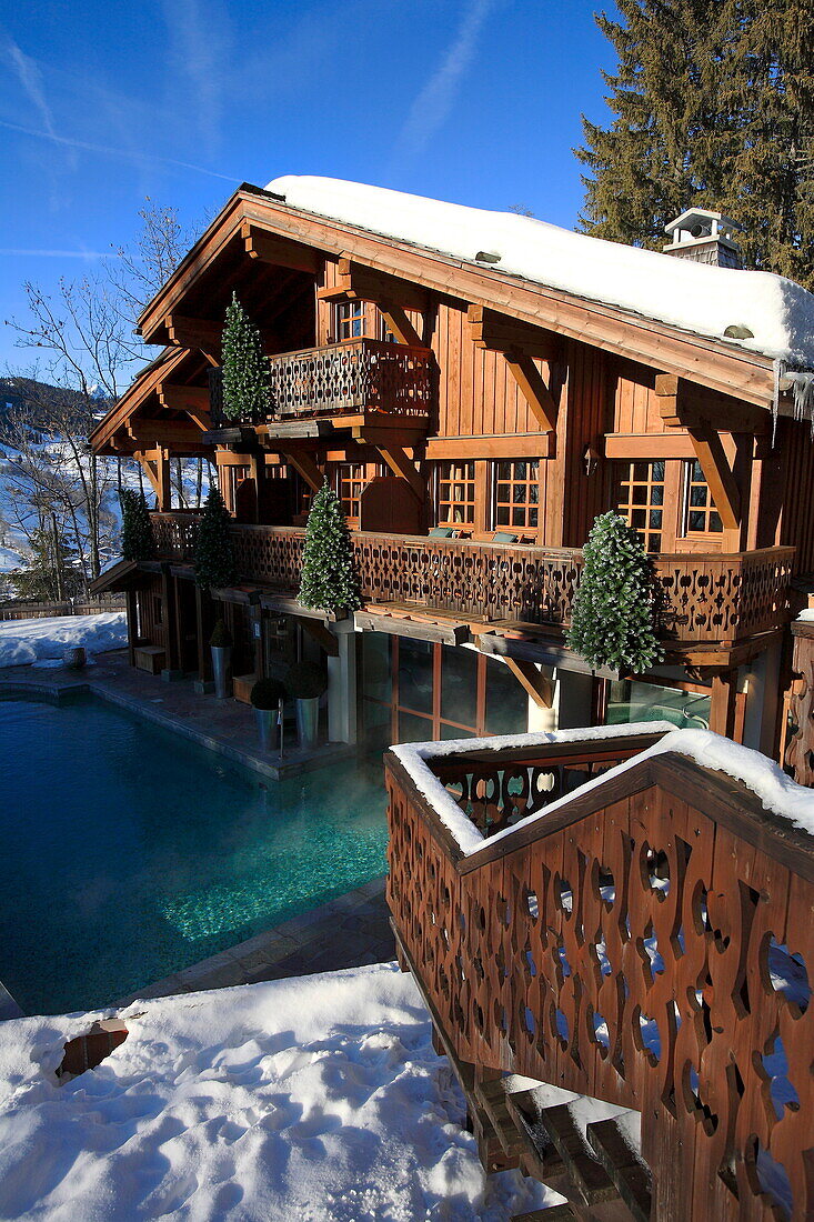 France, Rhone Alps, Megève Ski Resort, Chalet du Mont d'Arbois - Relais & Châteaux luxury hotel