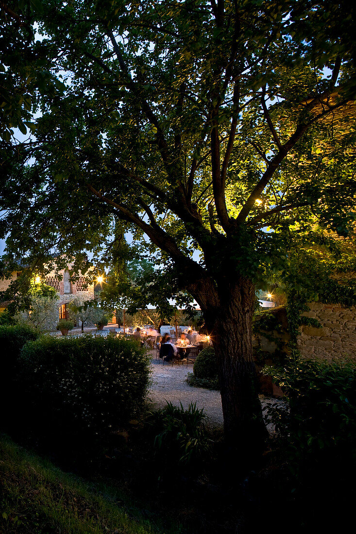 Restaurant terrace by night