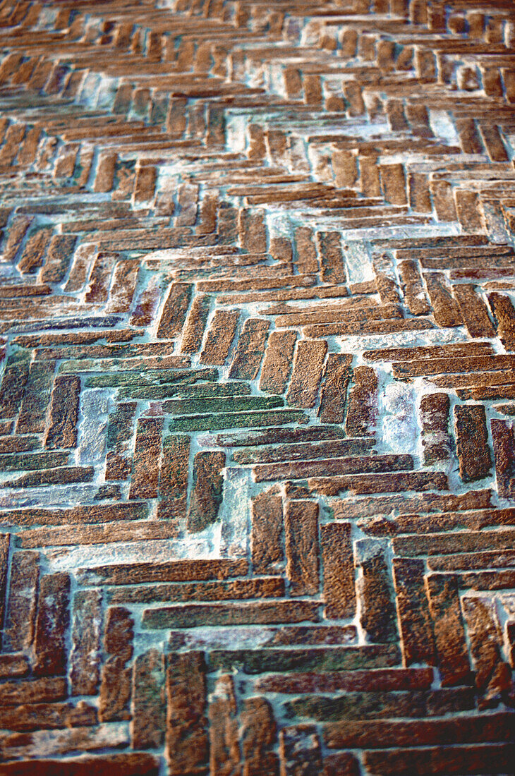 Italy, Castiglione del bosco, close up of a brick pavement