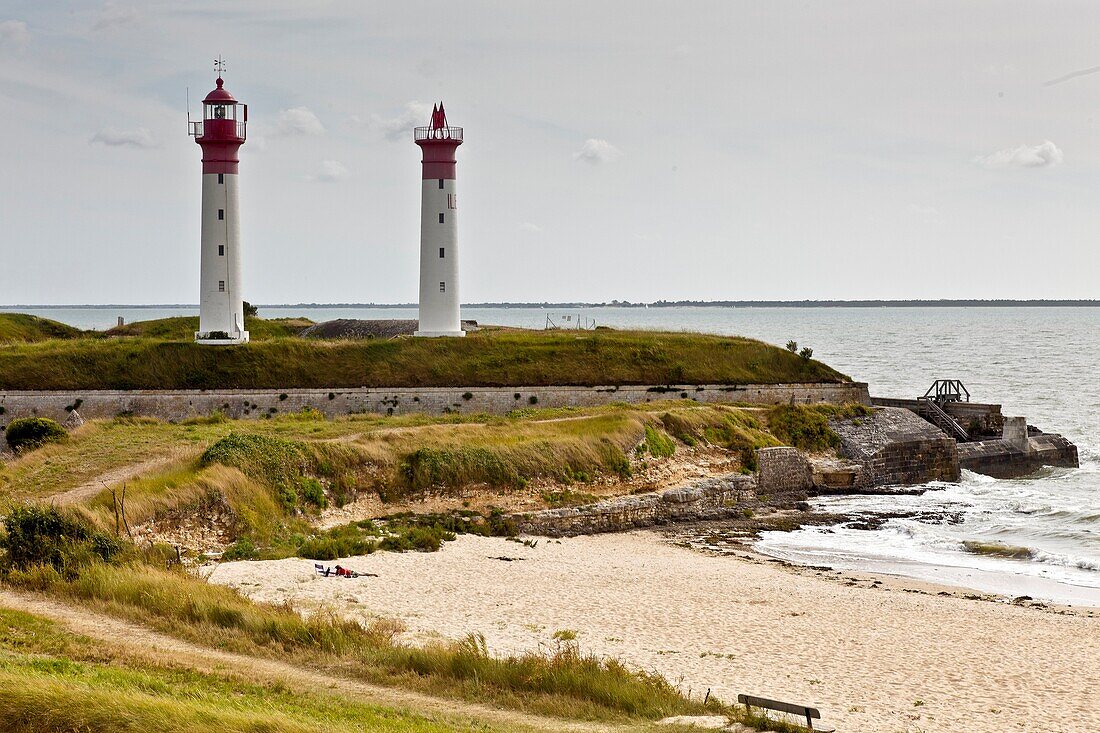 France, Charente-Maritime,  Île-d'Aix, Lighthouses
