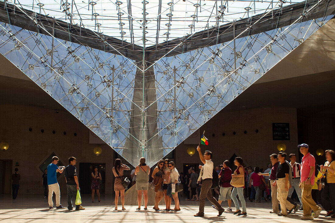 France, Paris, 1st arrt,  Louvre Museum, The Inverted Pyramid designed by Ieoh Ming Pei
