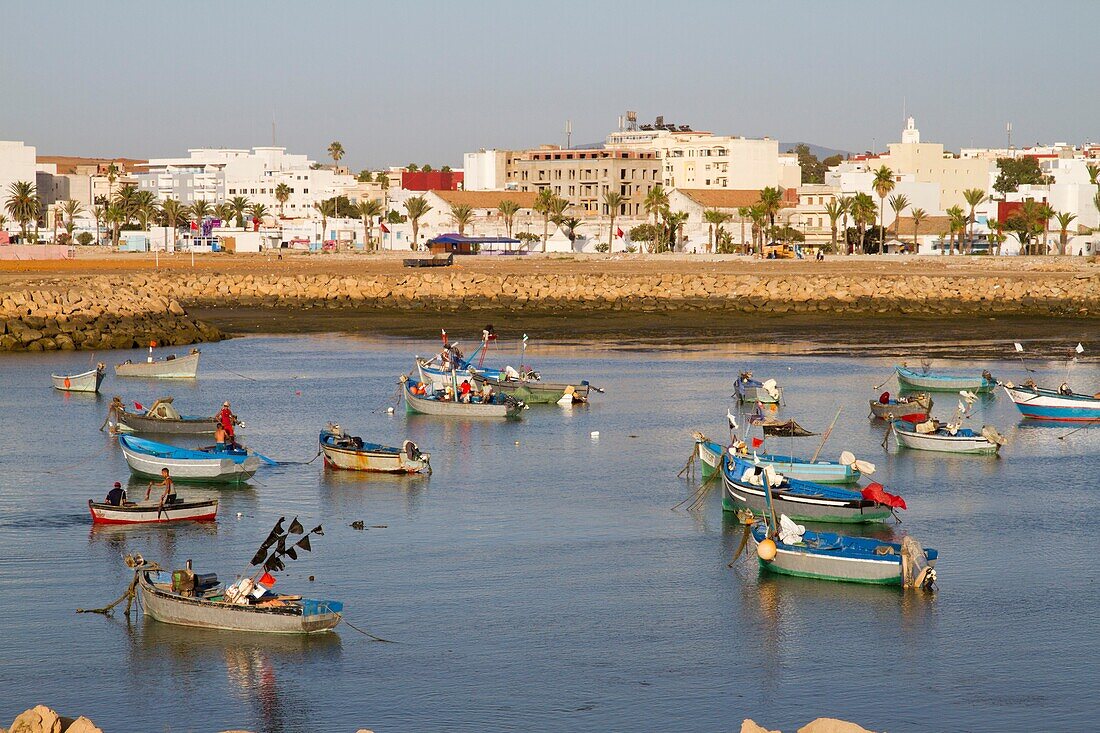 Morocco, Asilah, harbour, town in background