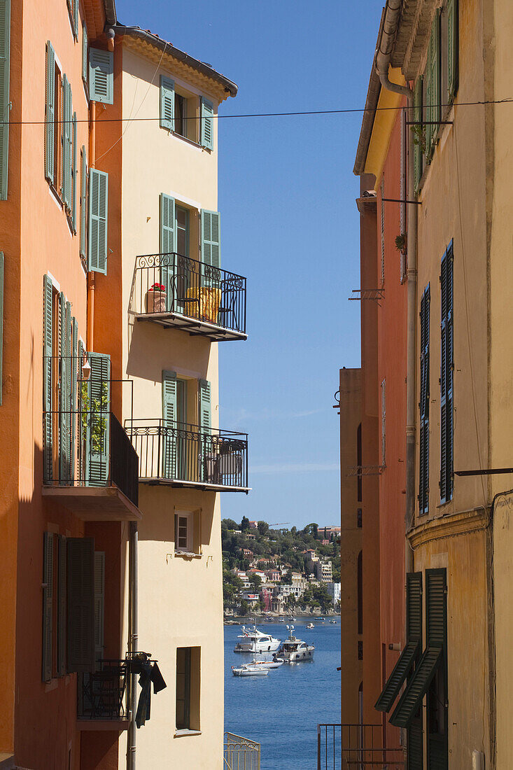 France, French Riviera, Villefranche sur Mer typical buildings