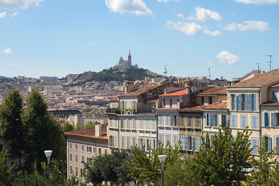 France, Bouches du Rhone Marseille, Catholic basilica Notre-Dame de la Garde (literally Our Lady of the Guard) - Neo-Byzantine Architectural style, Completed in 1864