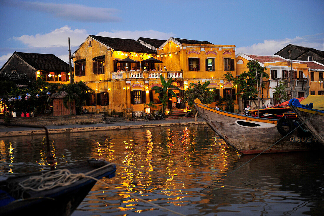 View on the old town of Hoi An from the river, Central Vietnam, Vietnam, South East Asia, Asia