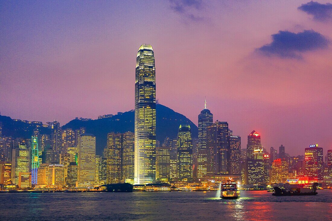 Hong Kong City, Sunset, Hong Kong Island, Financial Center Bldg.