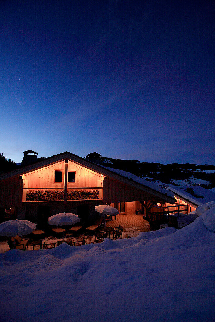 France, Rhône-Alps,  Megeve Ski Resort, 02/27/2012, Emmanuel Renaut's Restaurant, which has just been rated as a three star restaurant by the Guide Michelin