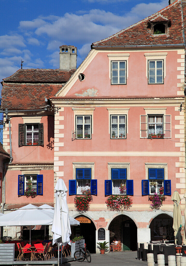 Romania, Sibiu, Piata Mica, typical architecture
