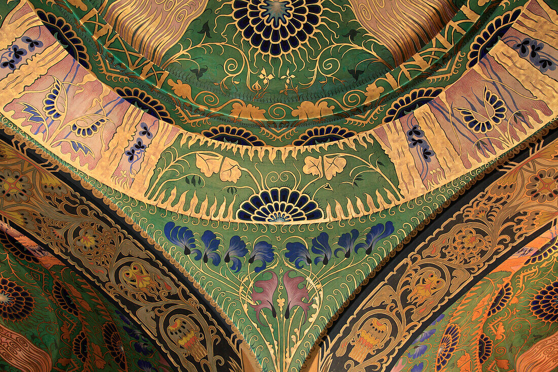 Romania, Targu Mures, Culture Palace, interior, painted ceiling