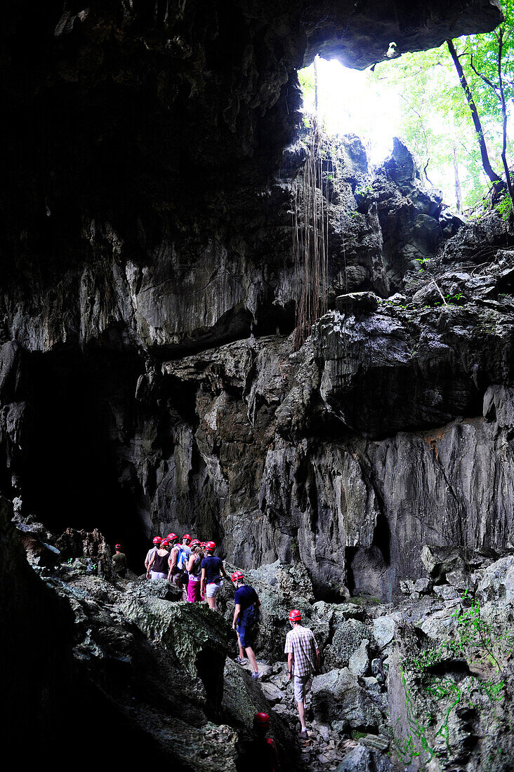 Speleologists inside Santo Thomas cave in Vinales Valley, Cuba