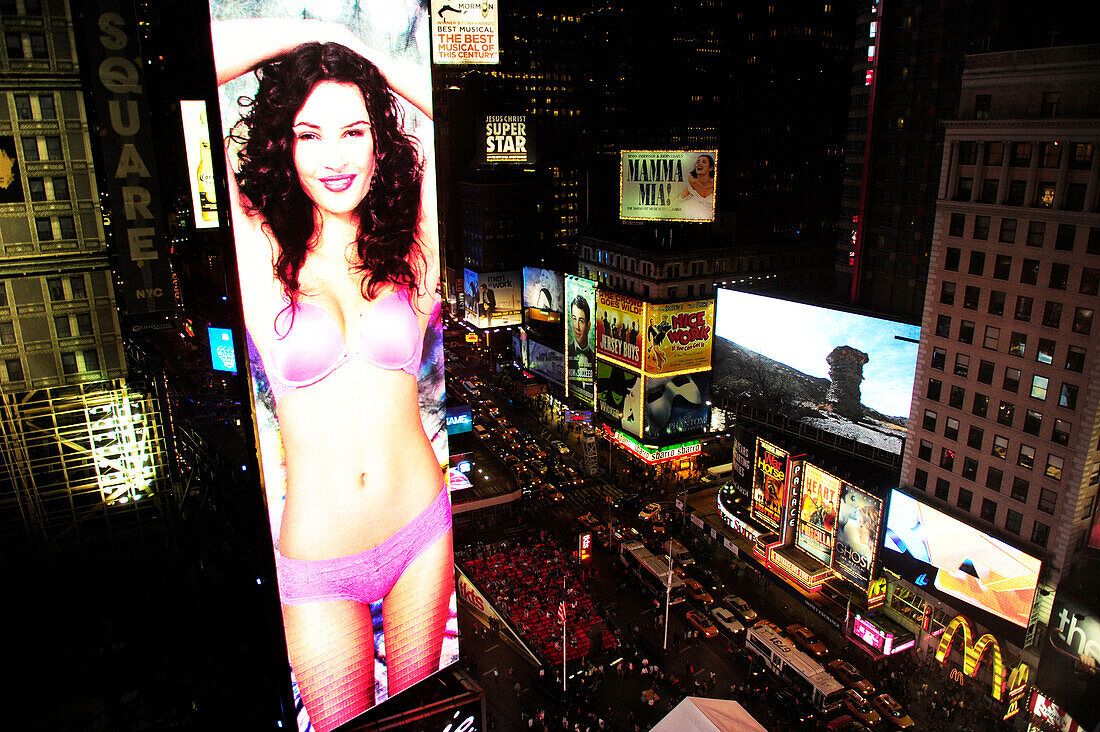 Aerial view of Times Square in New York City, New York State, United State, USA