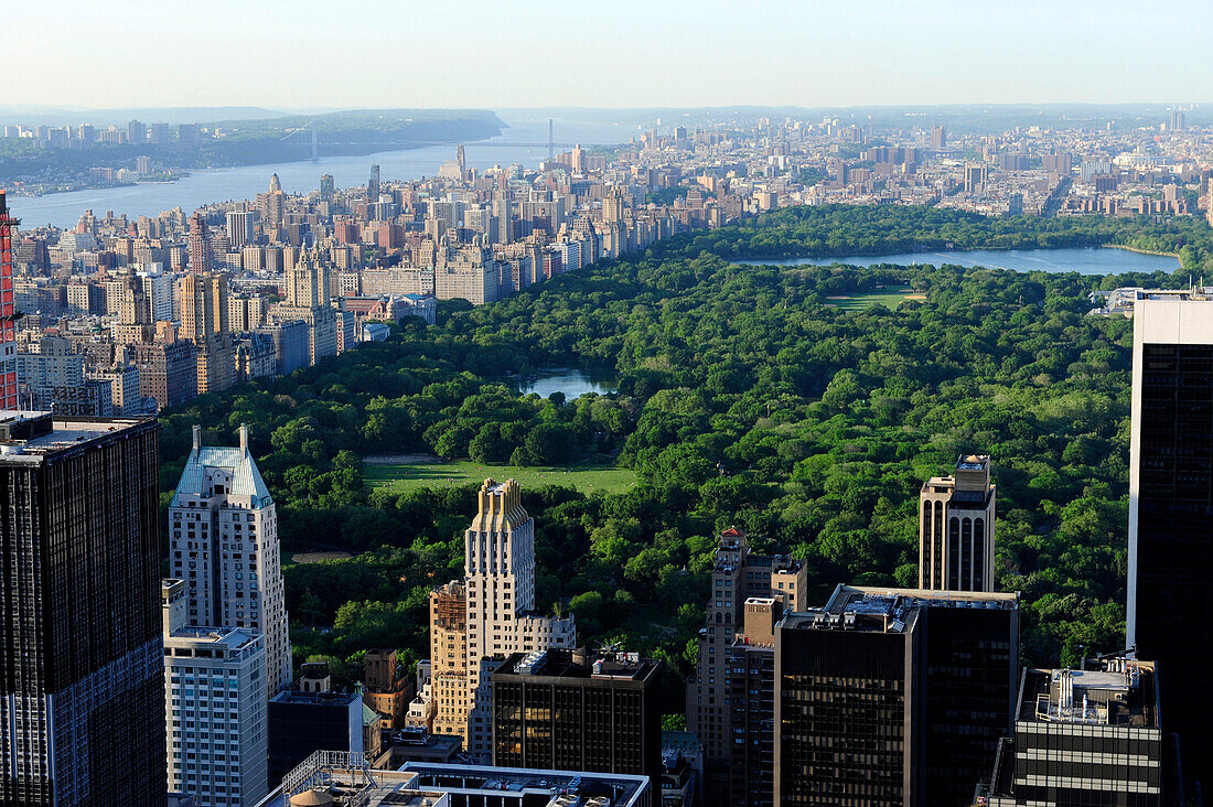 View over Central Park from Rockefeller Center in New York City, New York State, United State, USA