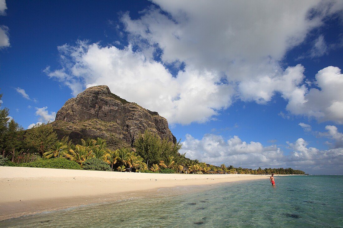 Indian ocean, Mauritius, Le Morne Peninsula, Beach and Cliff