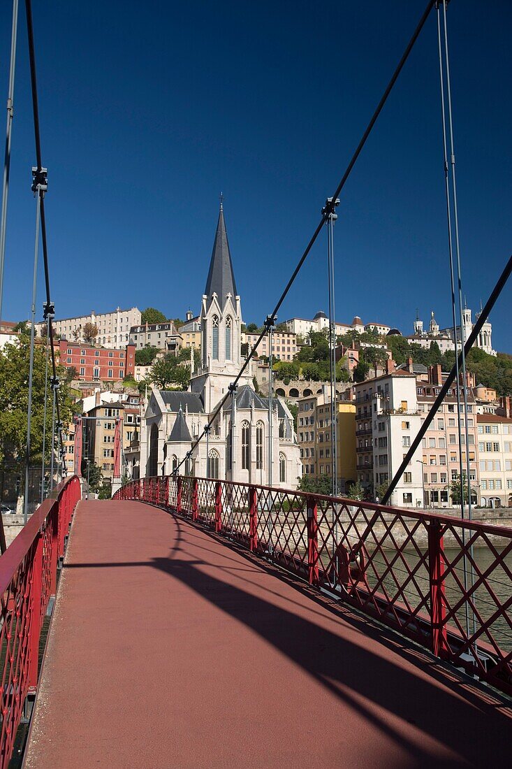 PASSERELLE PAUL COUTURIER FOOTBRIDGE VIEUX LYON RIVER SAONE LYON RHONE ALPES FRANCE