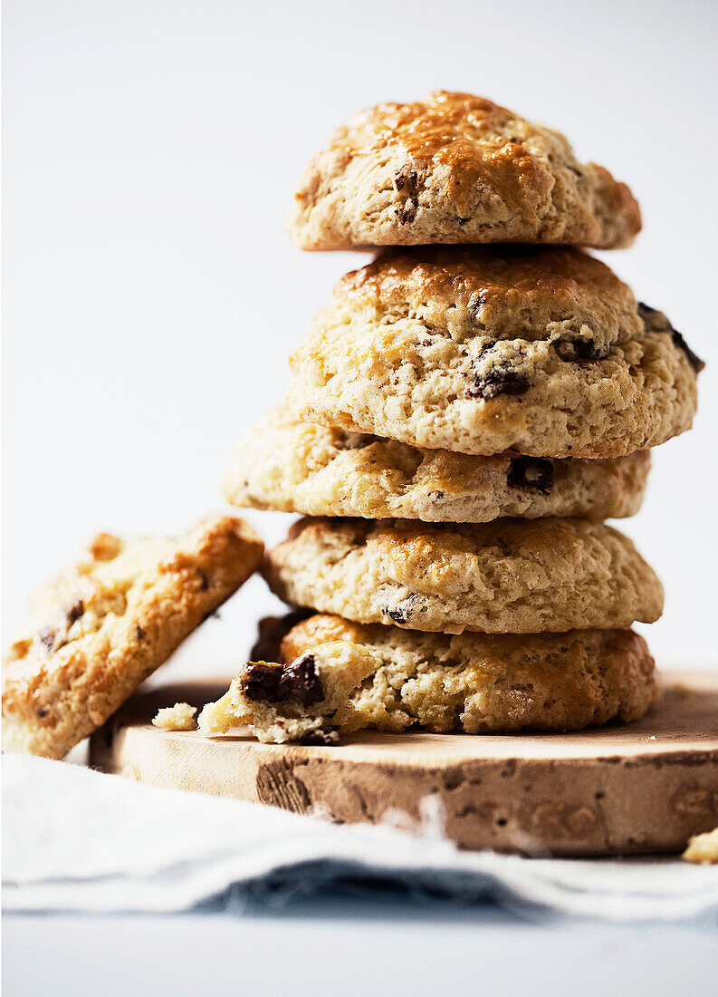 Stack of scones with chocolate