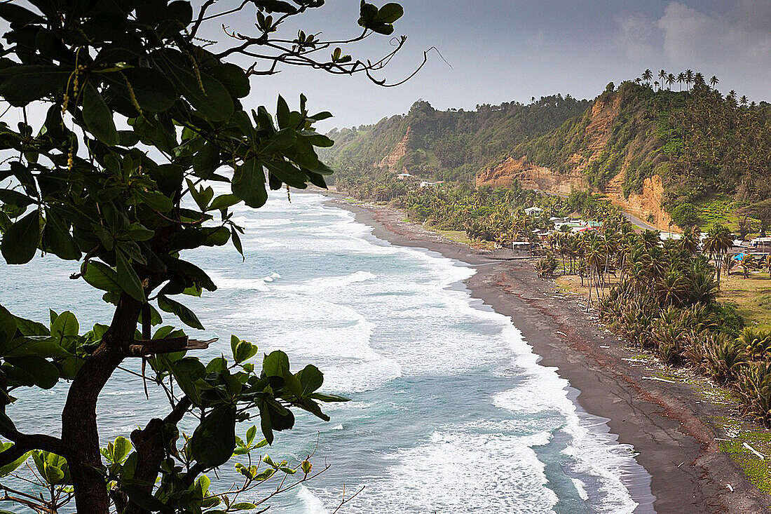 St  Vincent and the Grenadines, St  Vincent, Windward Coast, Black Point, elevated coast view