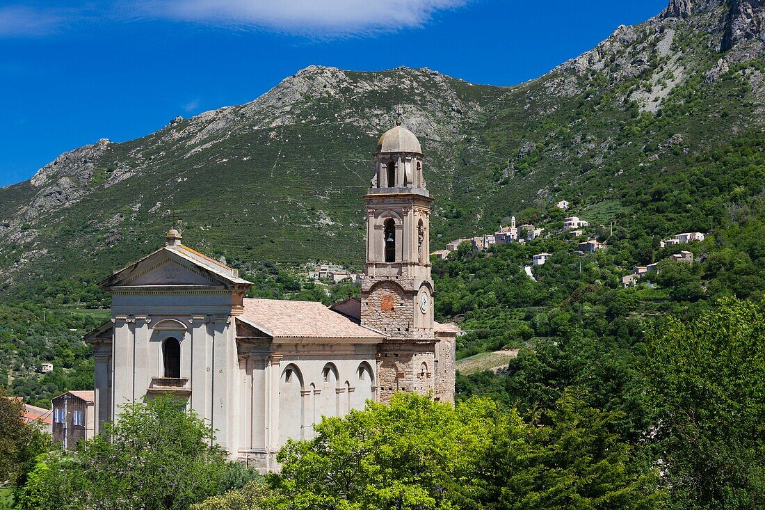 France, Corsica, Haute-Corse Department, La Balagne Region, Feliceto, town baroque church