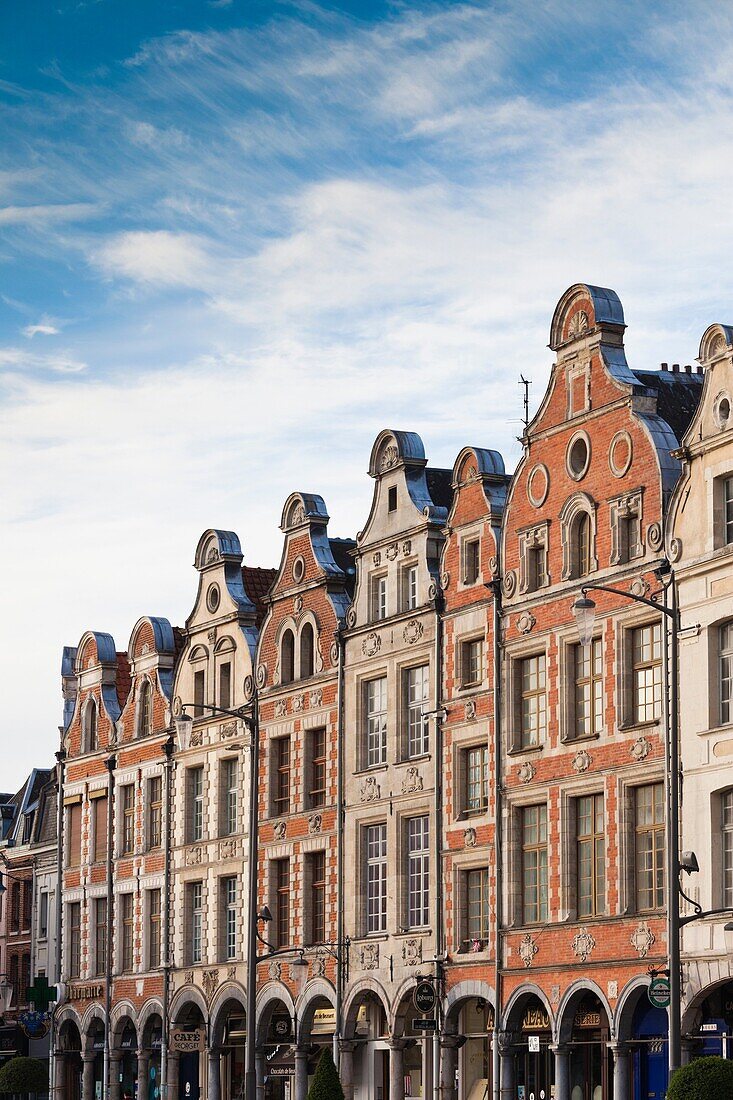 France, Nord-Pas de Calais Region, Pas de Calais Department, Arras, Grand Place buildings, morning