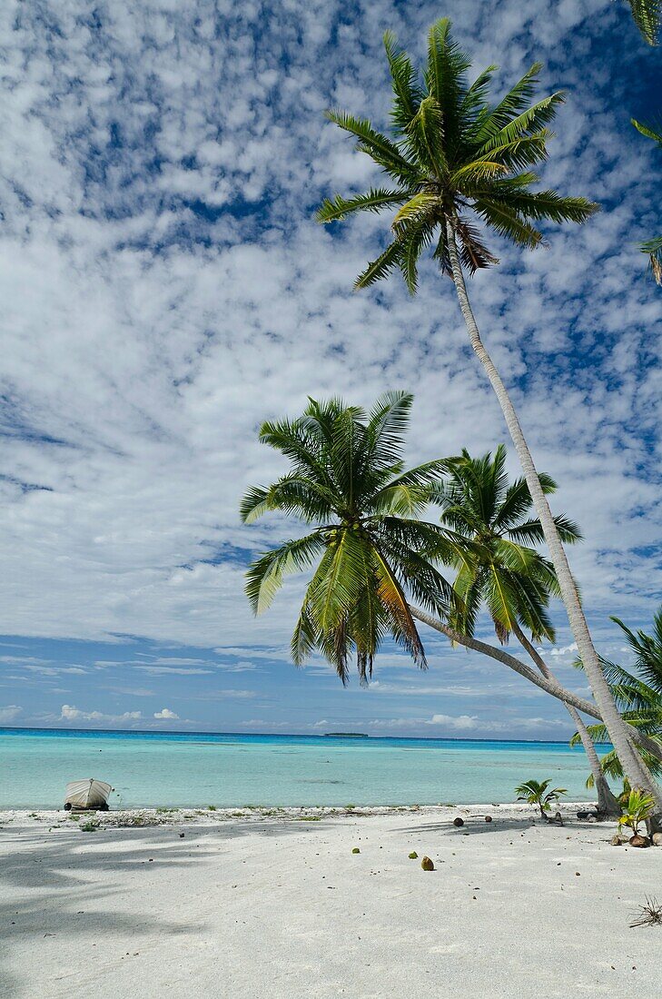 Beach and lagoon on Palmerston Atoll, Cook Islands, South Pacific
