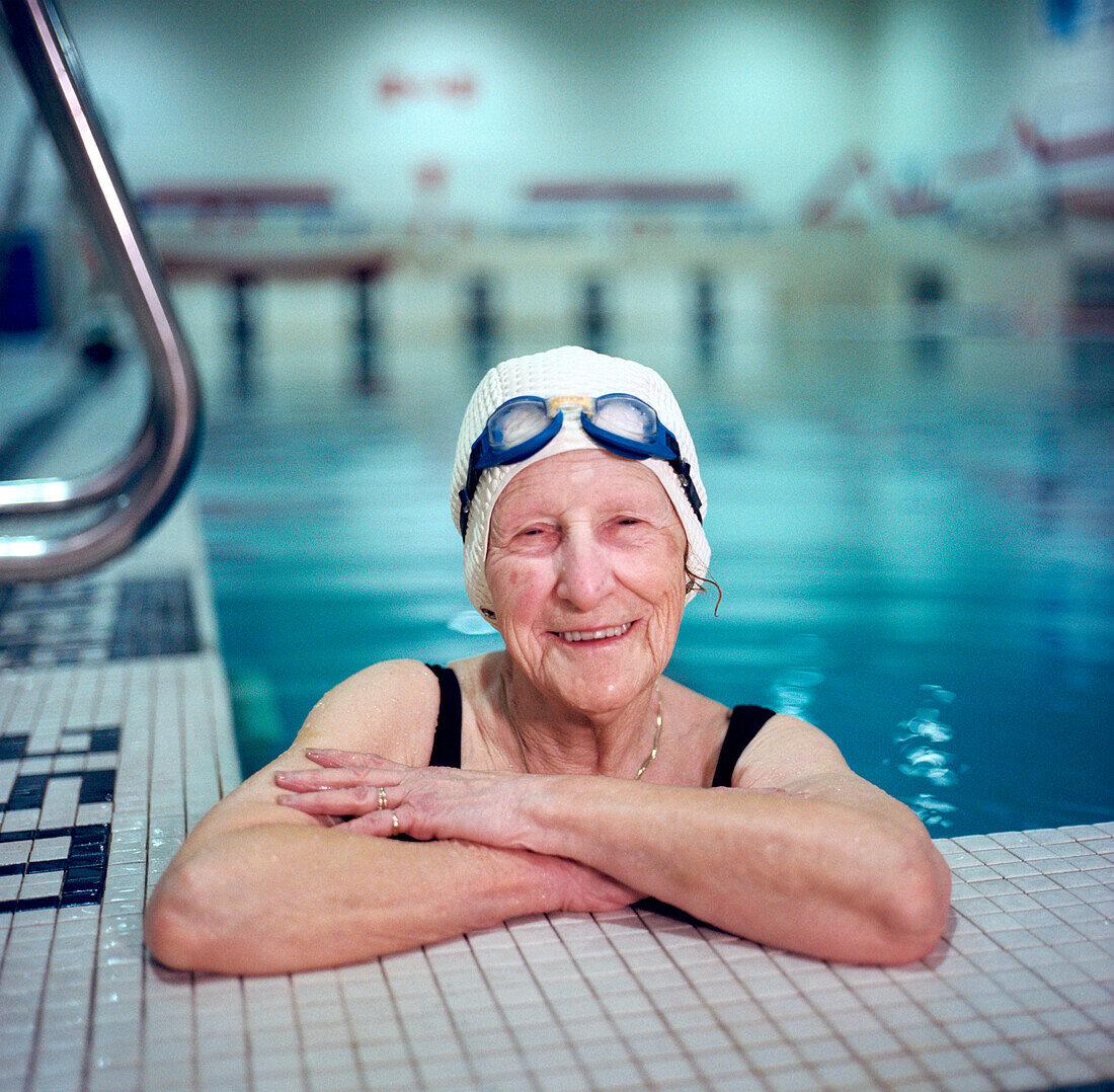 Senior Woman in Indoor Swimming Pool