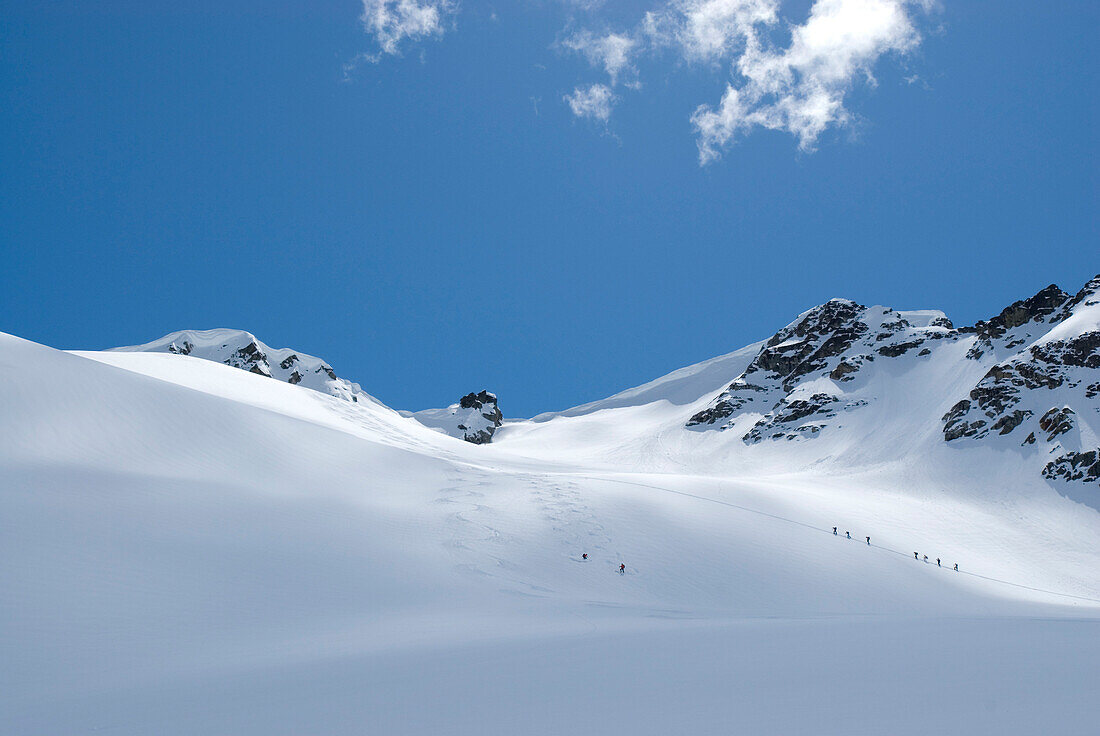 Skiers on Decker Glacier, Garibaldi Provincial Park, Whistler, British Columbia