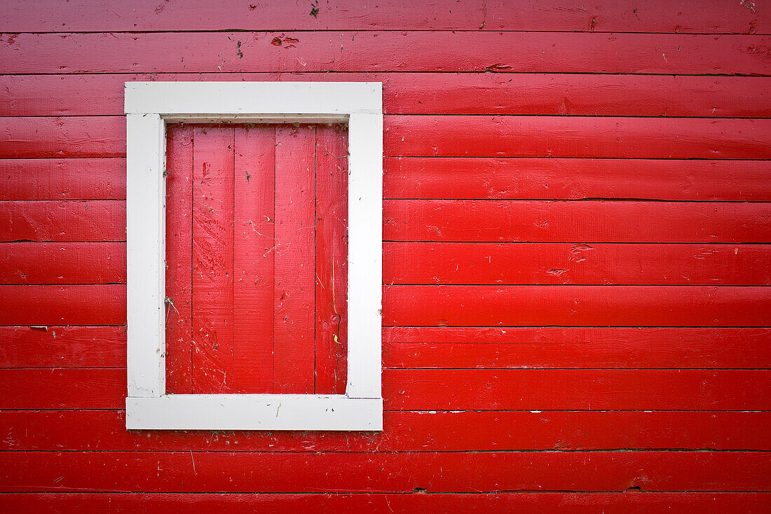 Red wood siding of historic Ice House Building, Hecla Village, Hecla Island Provincial Park, Manitoba