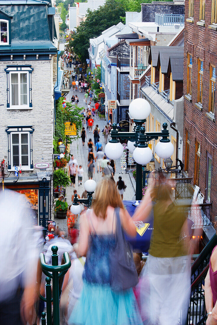 People on Petit-Champlain Street in Quartier Petit-Champlain, Quebec City, Quebec