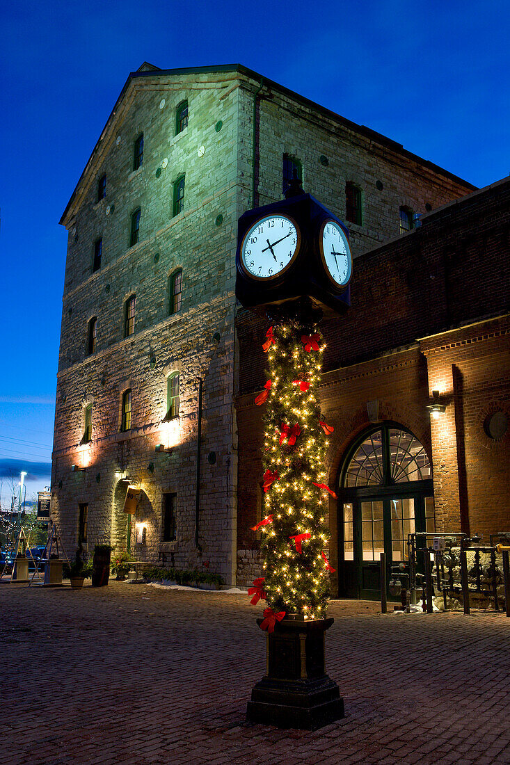 Clock Decorated for Christmas, The Distillery District, Toronto, Ontario