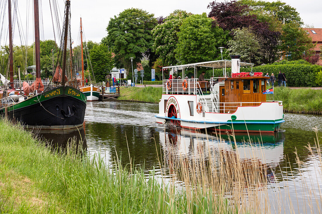 Concordia paddle steamer in the harbour of Carolinensiel, Wittmund, North Sea, Lower Saxony, Germany, Europe