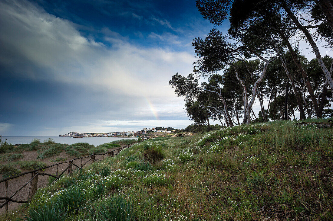 Beach and rainbow near L´Escala, Costa Brava, Costa Brava, Spain