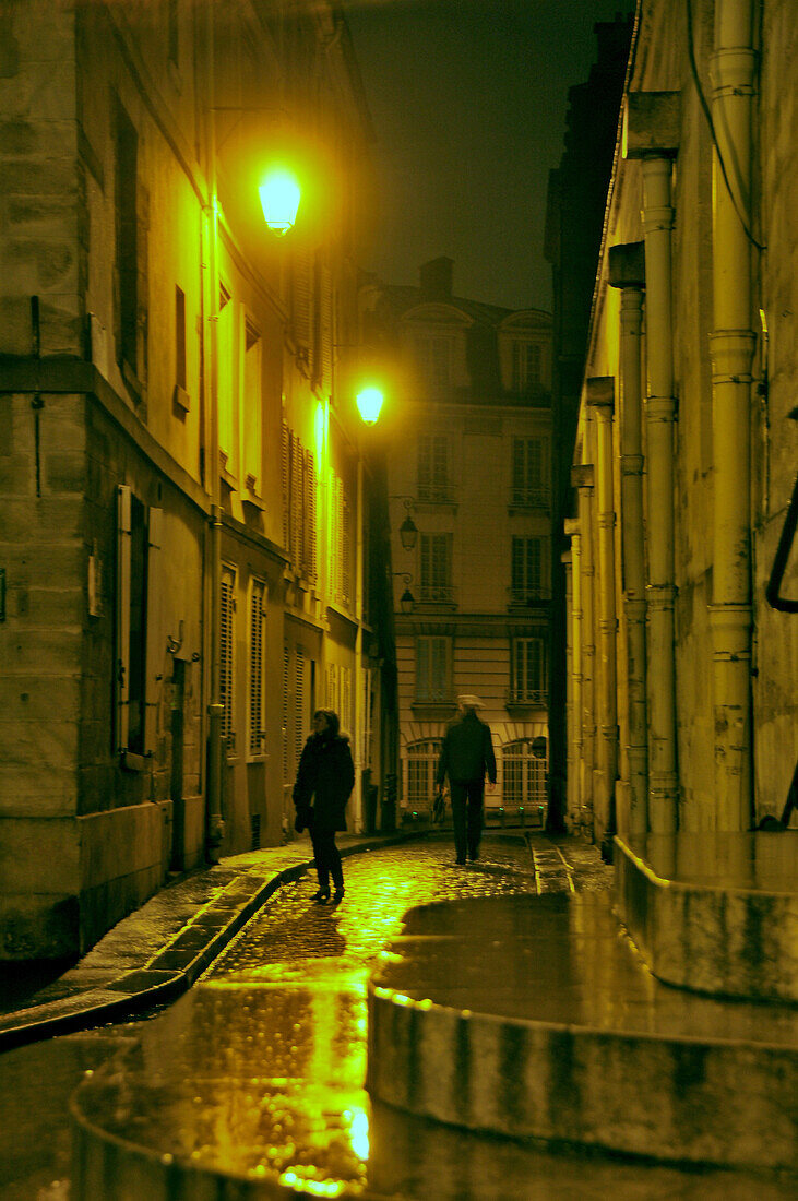 Illuminated street in St Etienne du Mont, Quartier Latin, Paris, France