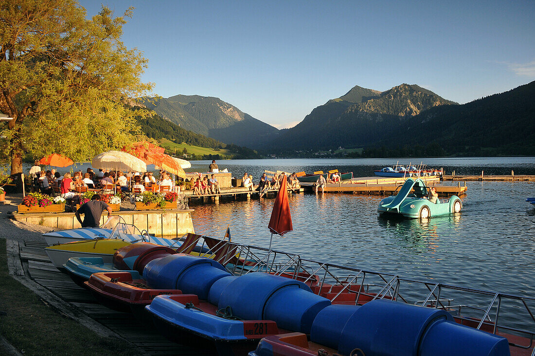 Boat hire and cafe in Schliersee, Lake Schliersee, Bavaria, Germany