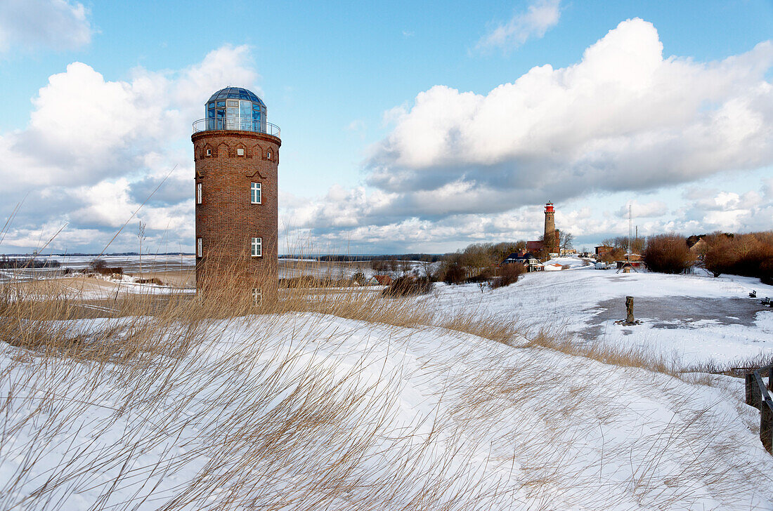 Temple castle ramparts and Peilturm Lighthouse, Cape Arkona, Island of Ruegen, Mecklenburg-Western Pomerania, Germany