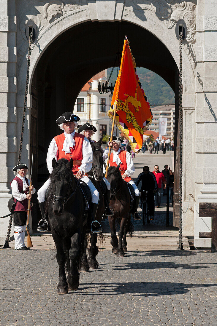 Changing of the guard in the fortress, Alba Iulia, Transylvania, Romania