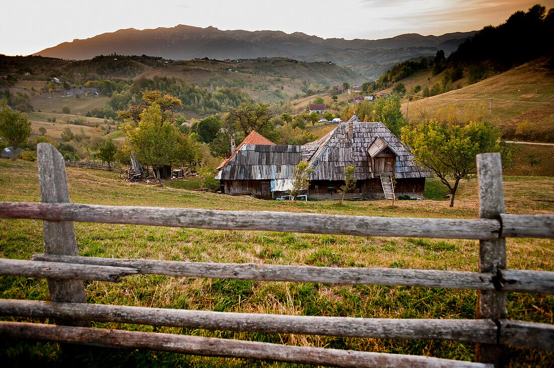 Old farmhouse before sunrise, Magura, Transylvania, Romania