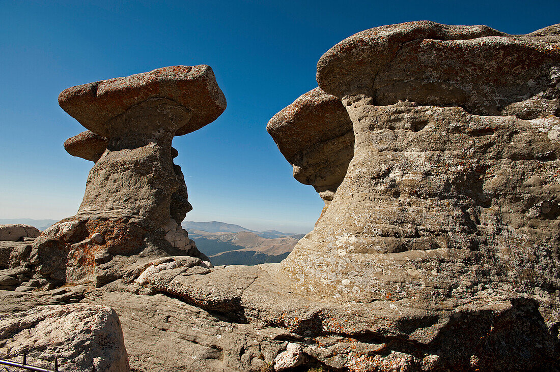 Rock formation of the Babele, Bucegi Mountains, Transylvania, Romania