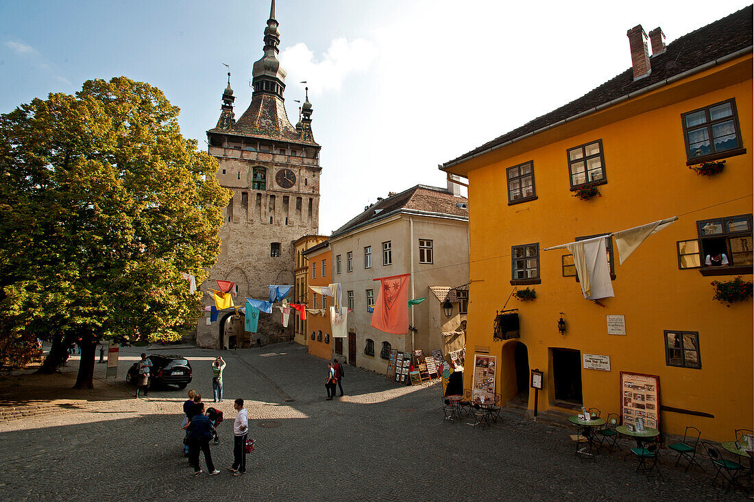 Clock tower in the historic centre, Sighisoara, Transylvania,Romania