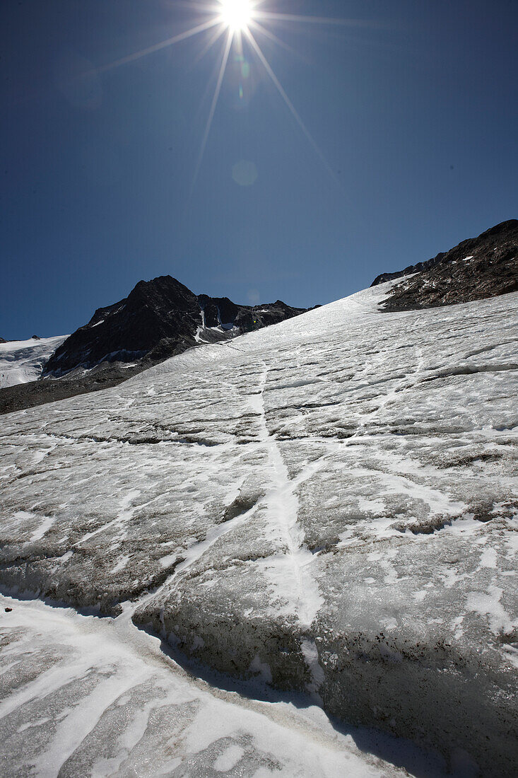 Gletscher Hintereisferner im Sommer, Kurzras, Schnalstal, Südtirol, Aldo Adige, Italien