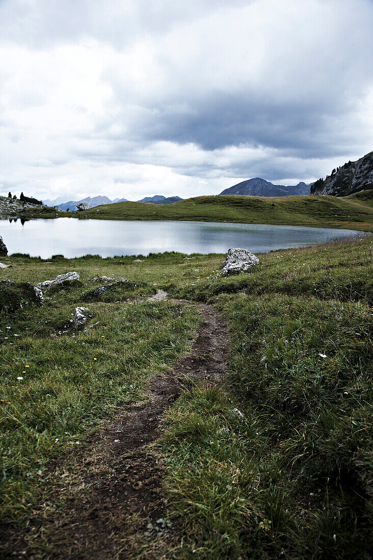 Lake Valparola, Valparola Pass, Belluno, Veneto, Italy