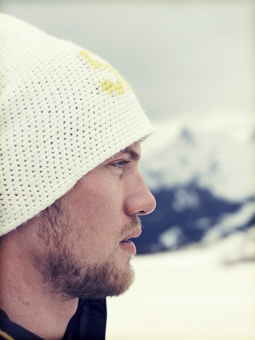 Close-up of a skier (freeride), Marmolata, Trentino, Italy