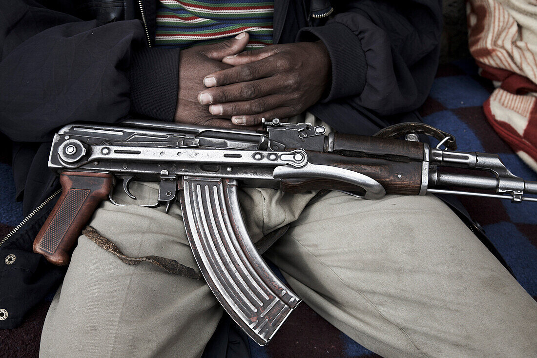 Guide with an assault rifle, Simien Mountains National Park, Ethiopia
