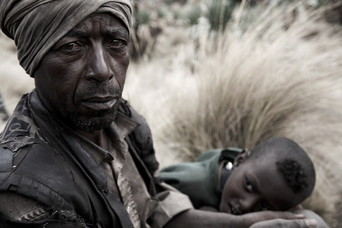 Farme with son, Simien Mountains National Park, Ethiopia